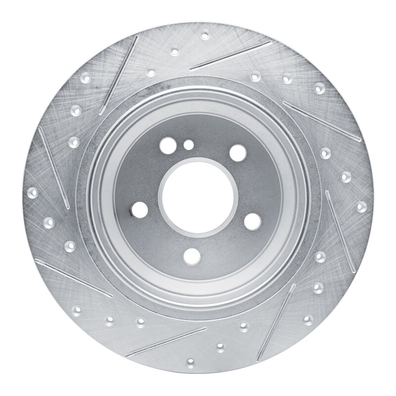 Mercedes-Benz SL500 Brake Rotor (1) - Rear Right - R1 Concepts - Drilled & Slotted - Silver - `03-`06
